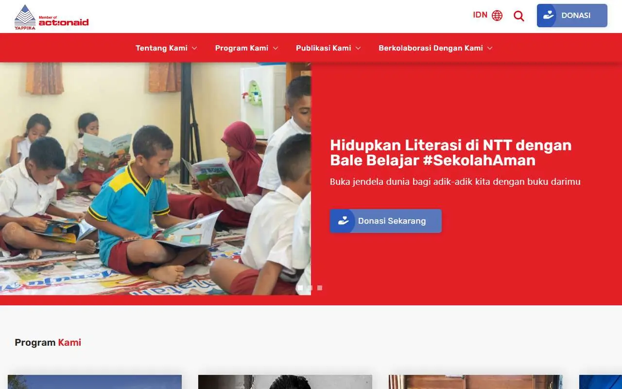 Tampilan website resmi ActionAid Indonesia (yappika-actionaid.or.id)