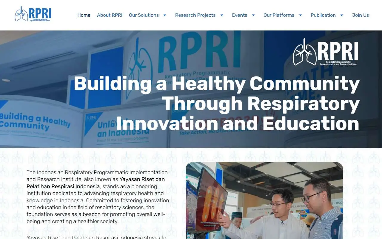 Tampilan website resmi Yayasan RPRI (yayasanrpri.org)