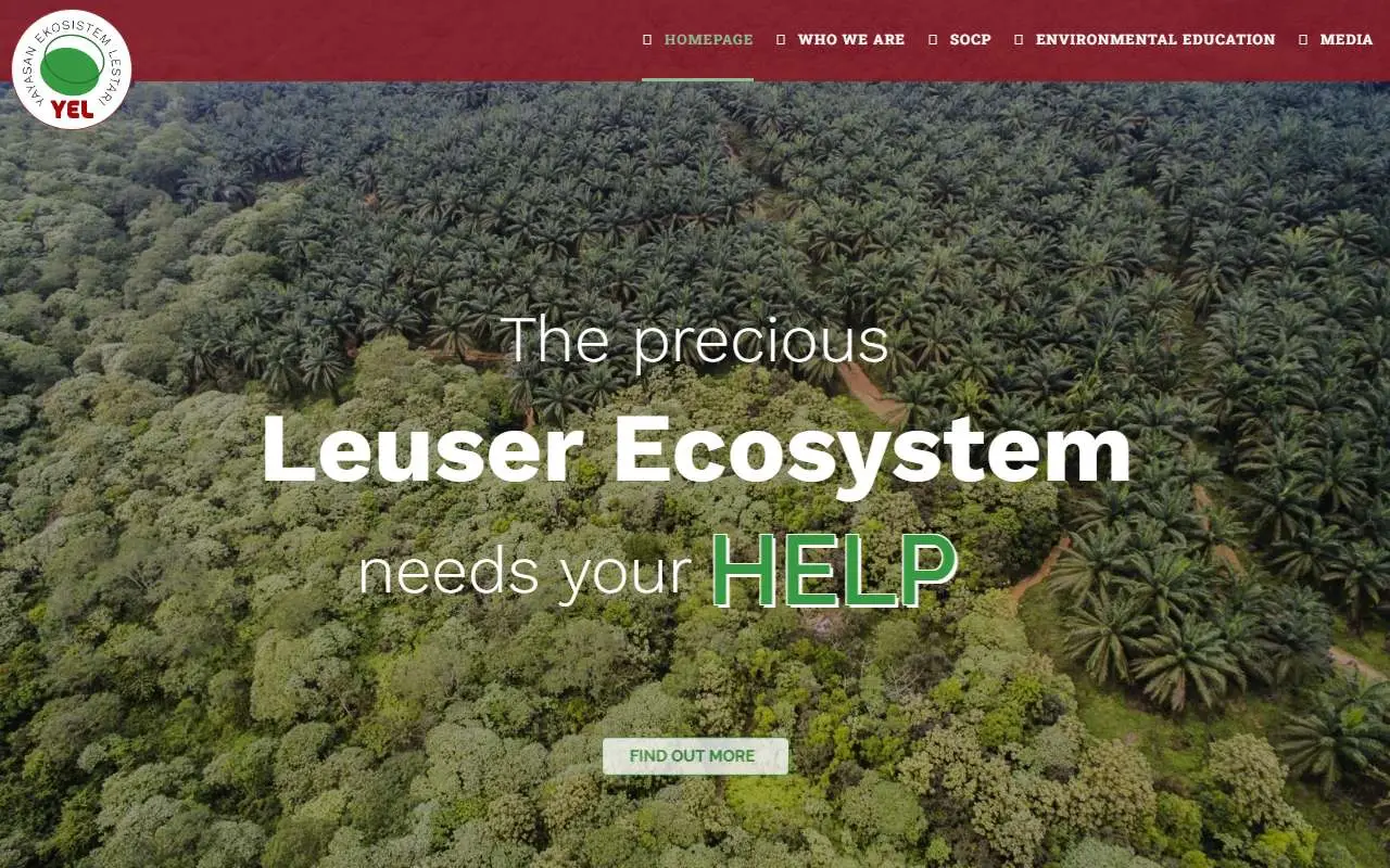 Tampilan website resmi Yayasan Ekosistem Lestari (yel.or.id)