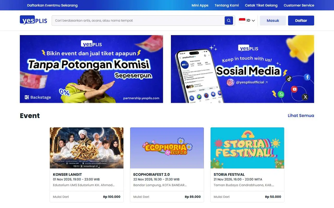 Tampilan website resmi Yesplis (yesplis.com)
