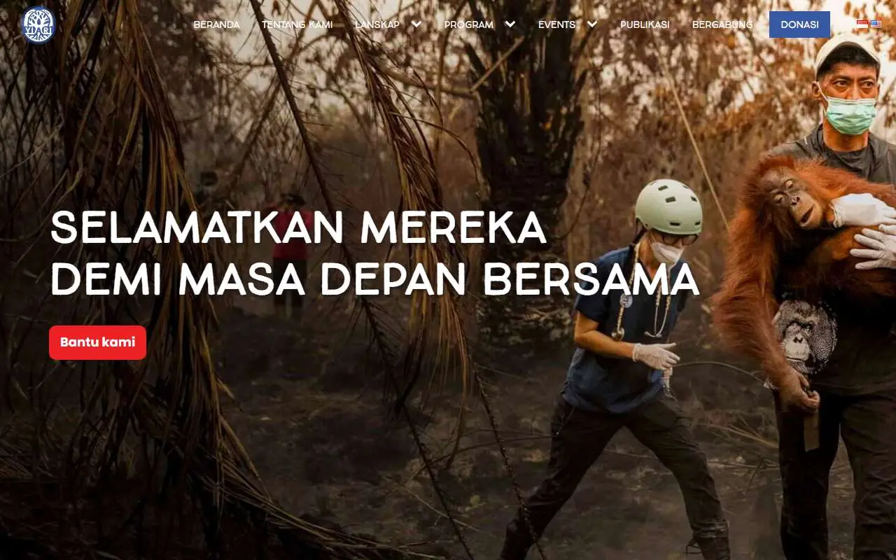 Tampilan website resmi YIARI (Yayasan IAR Indonesia) (yiari.or.id)