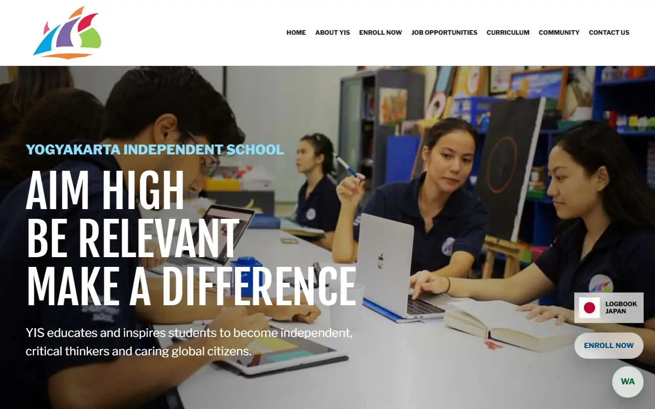 Tampilan website resmi Yogyakarta International School (yis-edu.org)