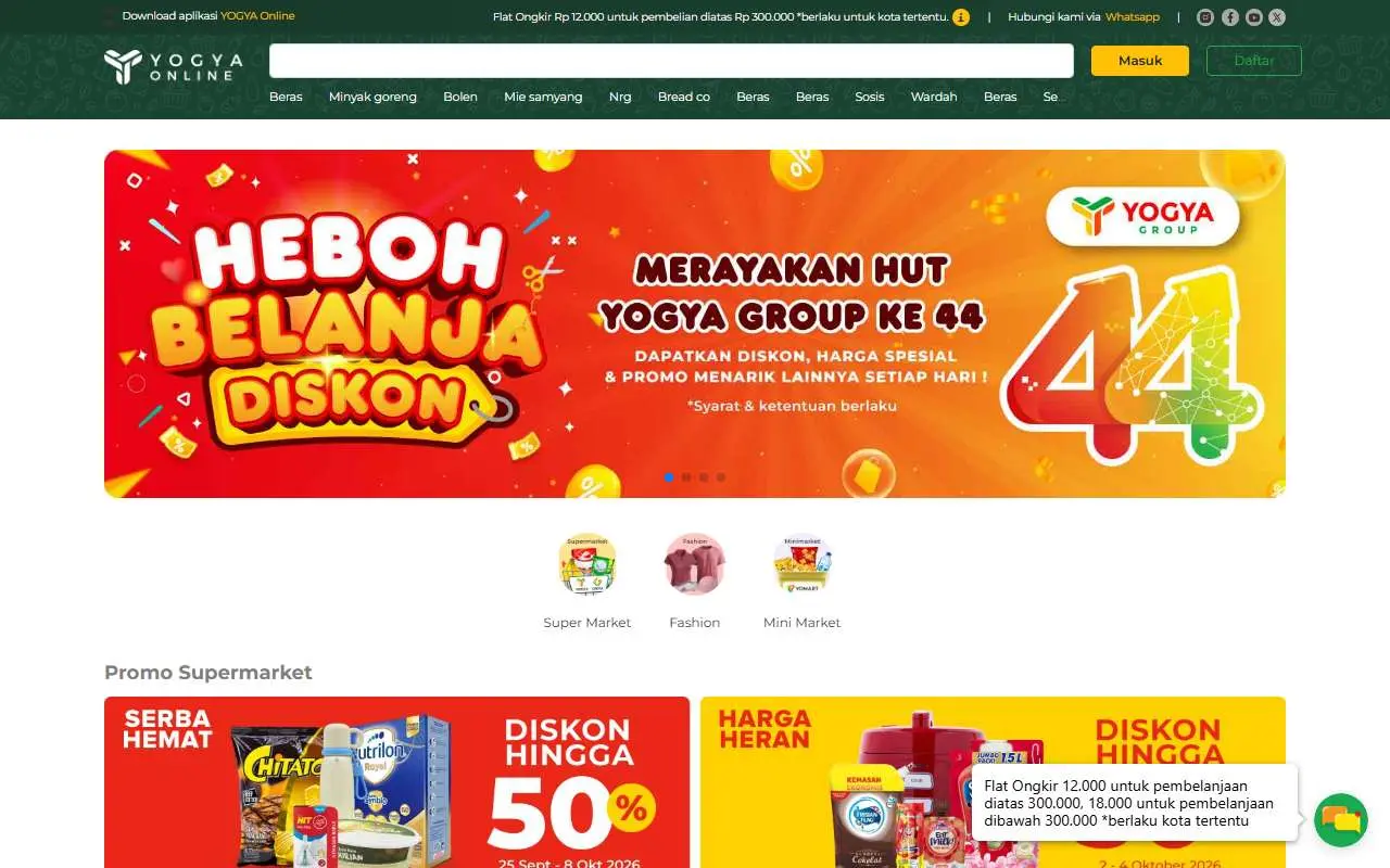 Tampilan website resmi Yogya Dept Store (yogyaonline.co.id)