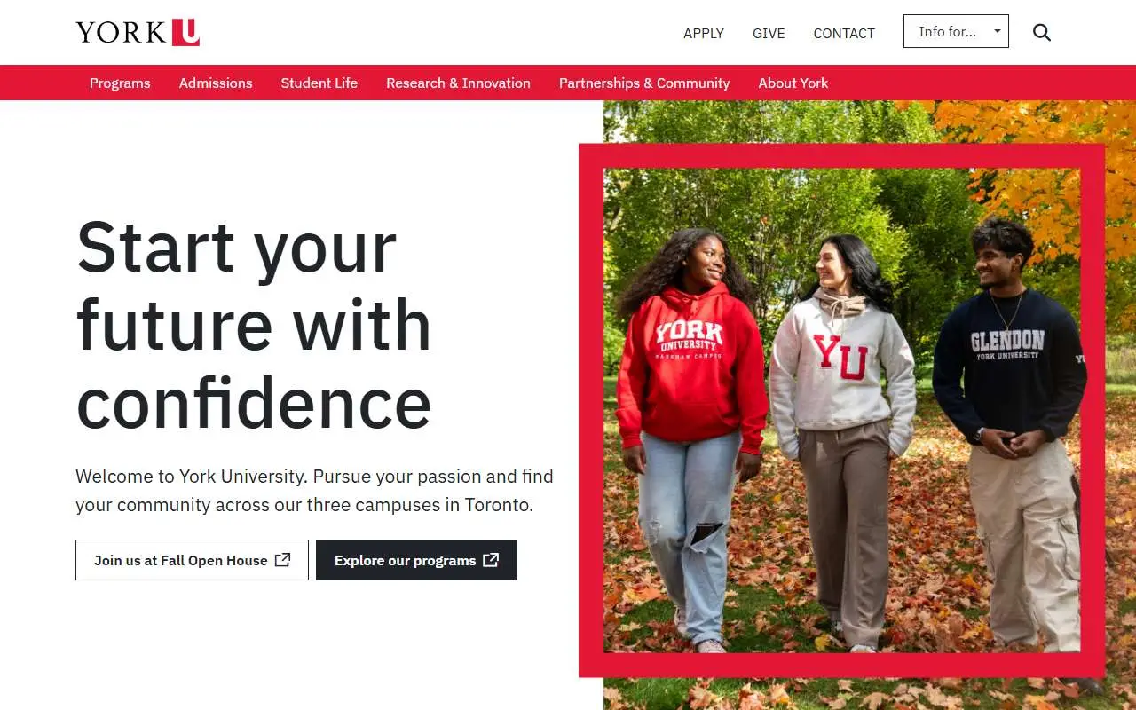 Tampilan website resmi York University (yorku.ca)