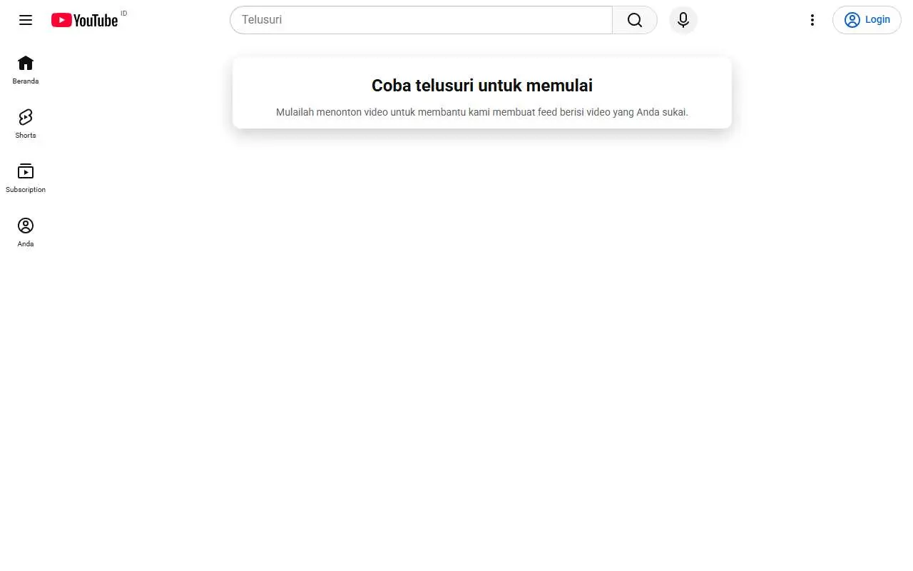 Tampilan website resmi YouTube (youtube.com)