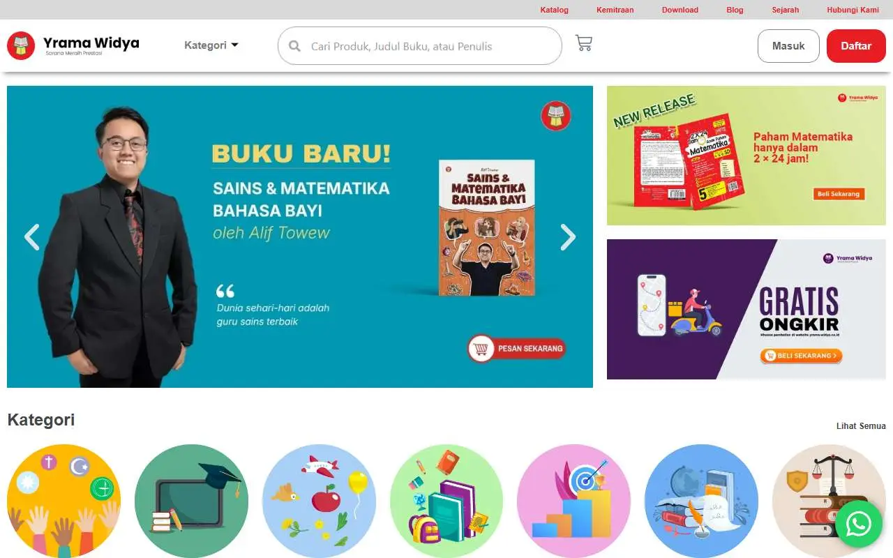 Tampilan website resmi Yrama Widya (yrama-widya.co.id)