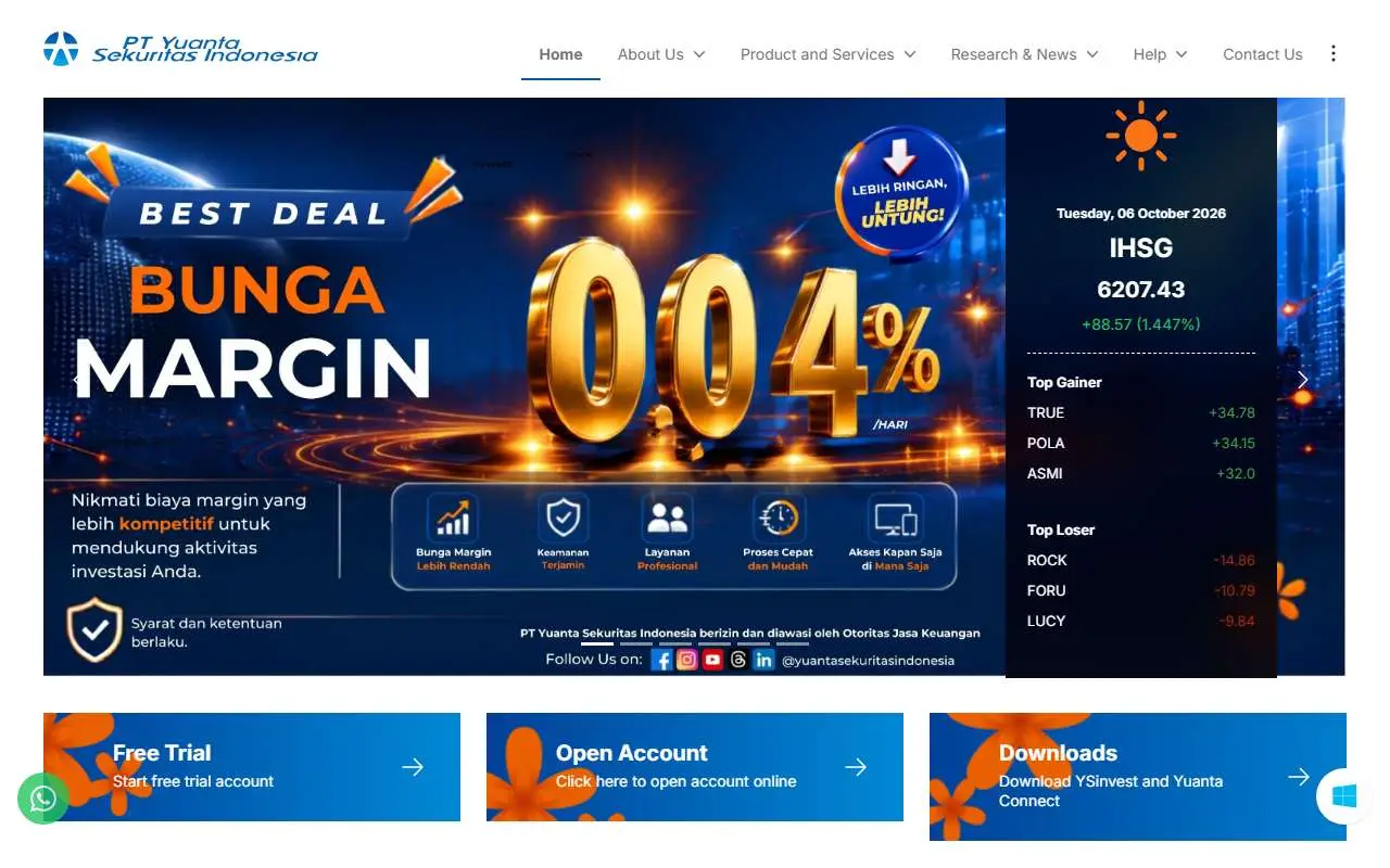 Tampilan website resmi Yuanta Sekuritas (yuanta.co.id)