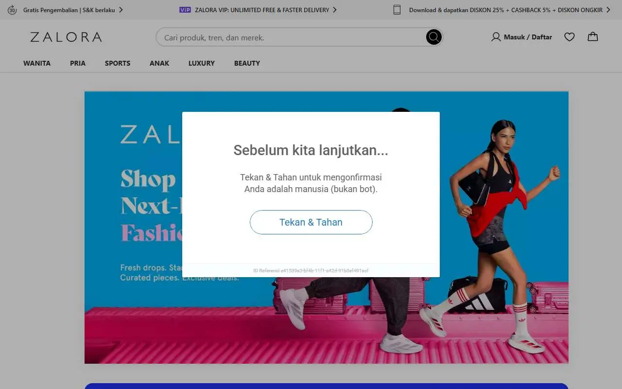 Tampilan website resmi ZALORA (zalora.co.id)