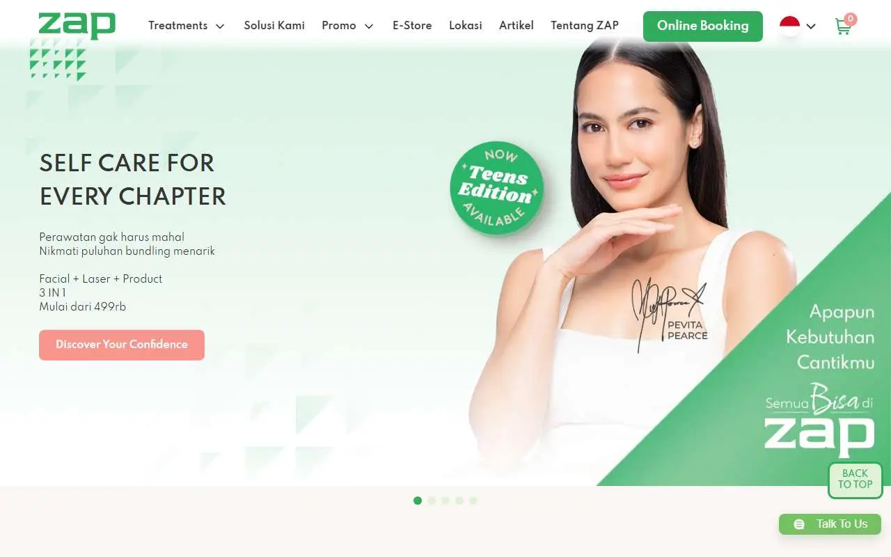 Tampilan website resmi ZAP Clinic (zapclinic.com)