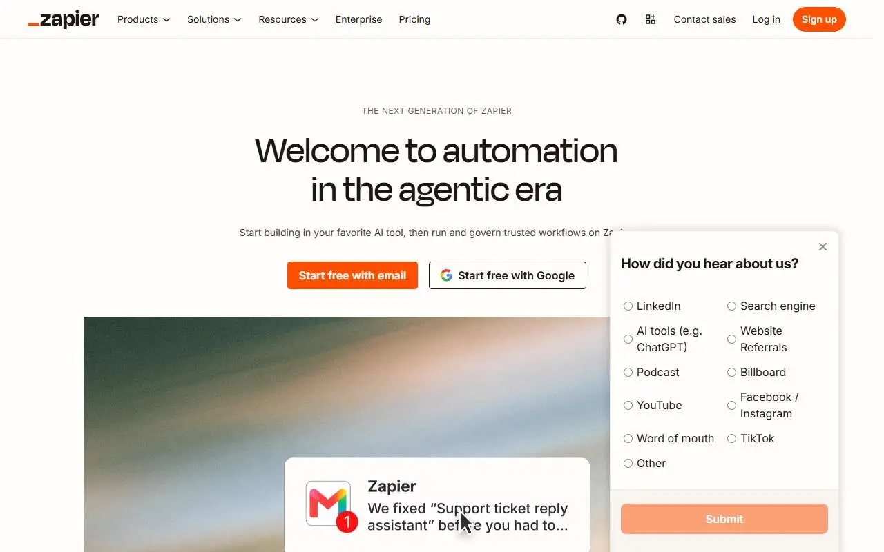 Tampilan website resmi Zapier (zapier.com)