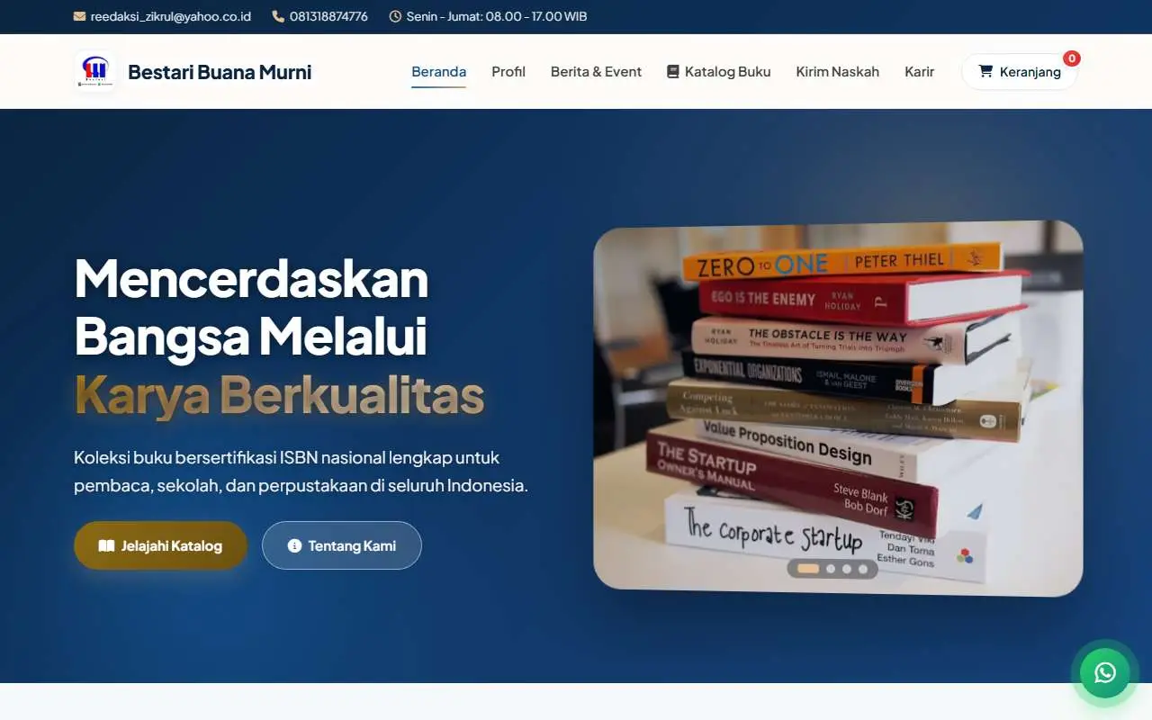 Tampilan website resmi Zikrul Hakim (zikrulbestari.co.id)