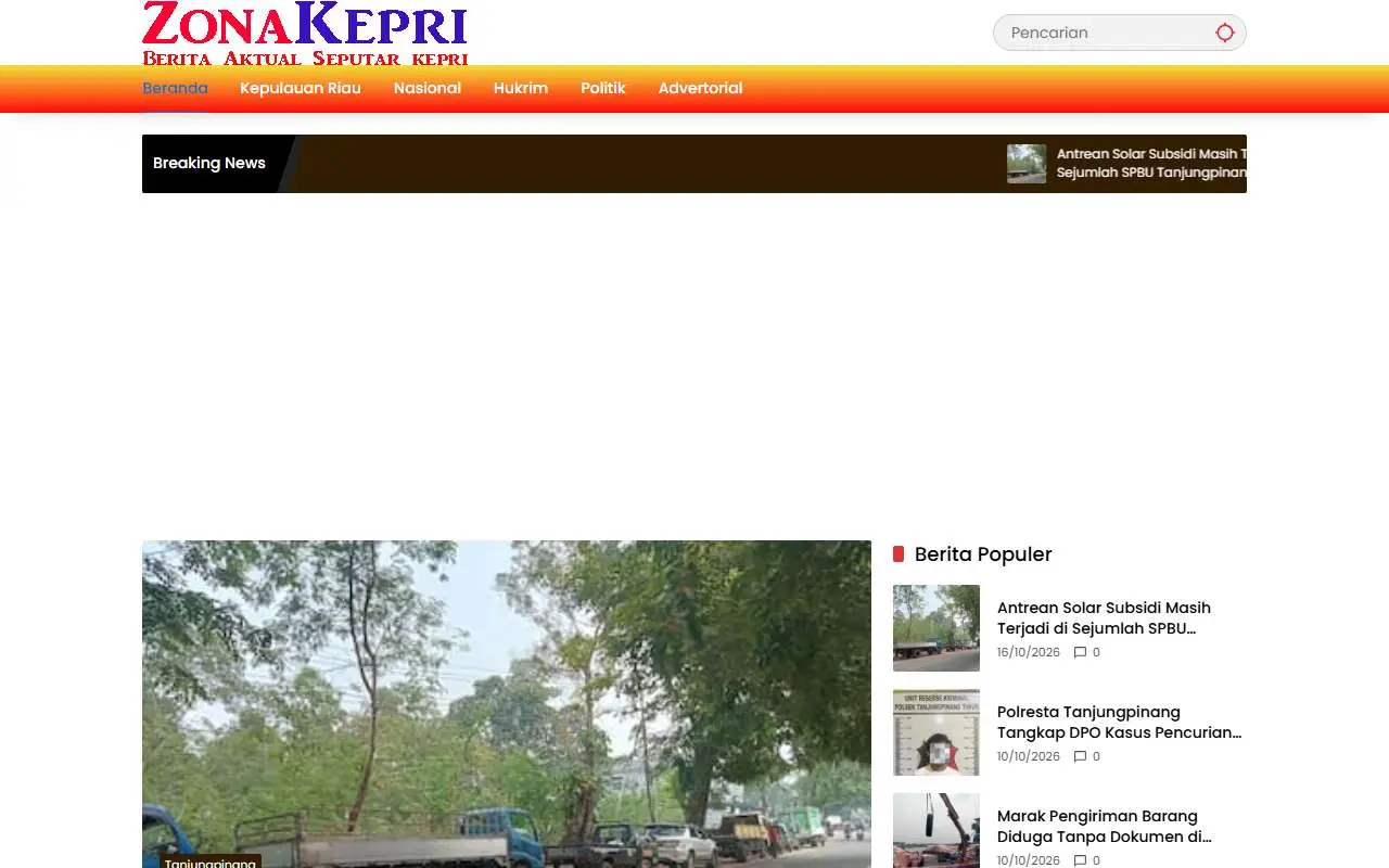 Tampilan website resmi Zona Kepri (zonakepri.com)