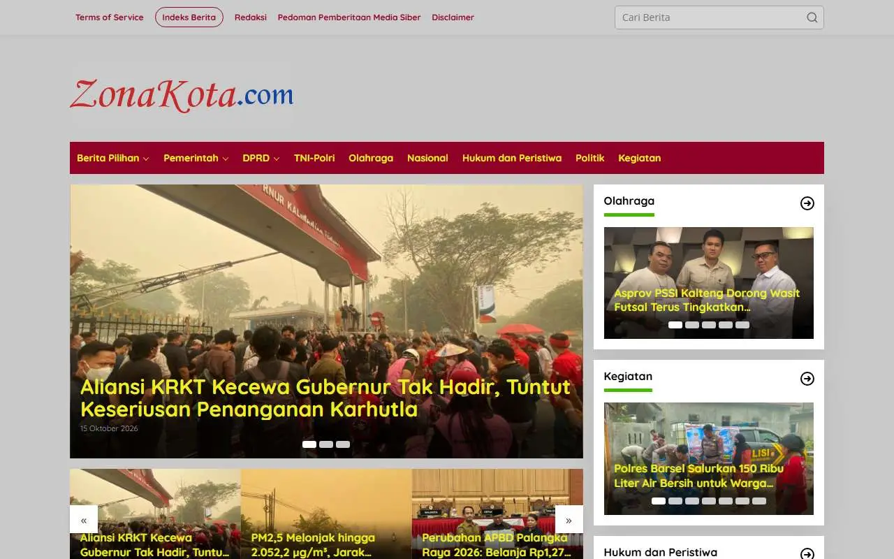 Tampilan website resmi Zona Kota (zonakota.com)