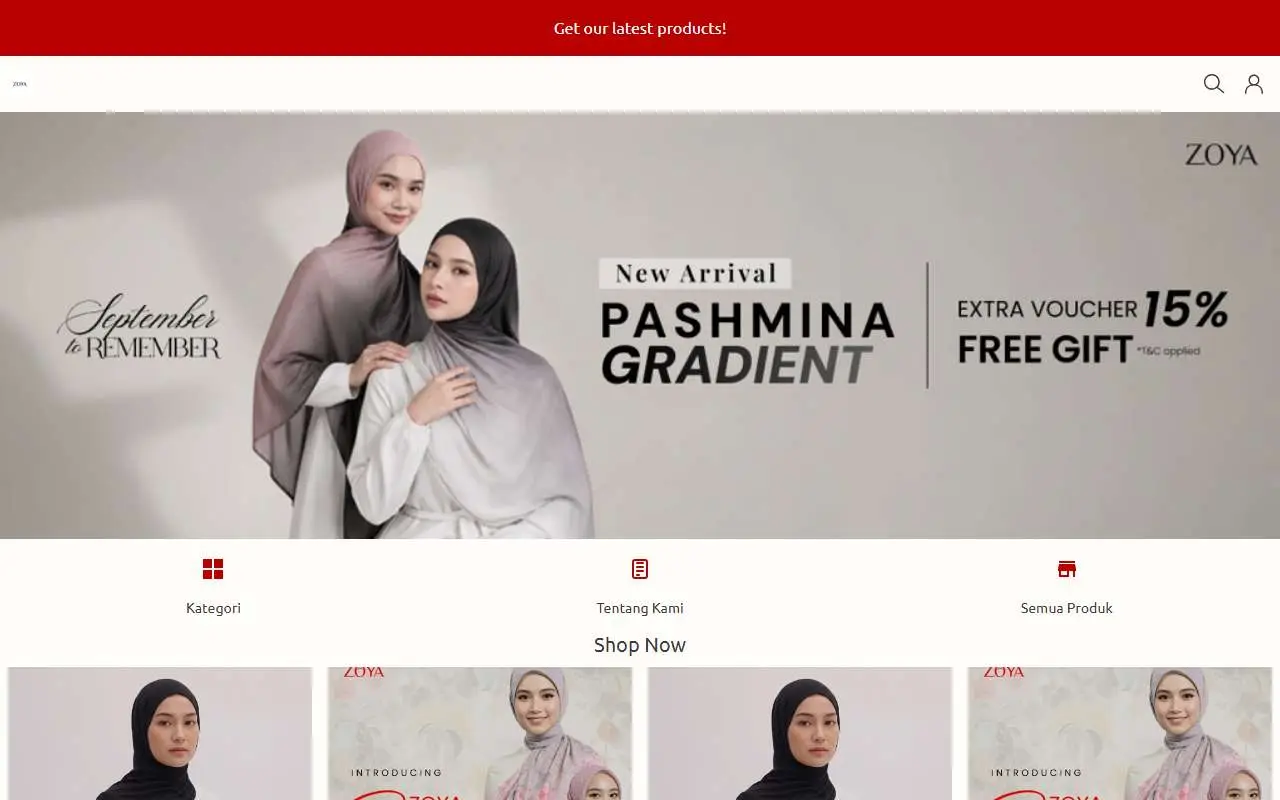 Tampilan website resmi Zoya (zoya.co.id)